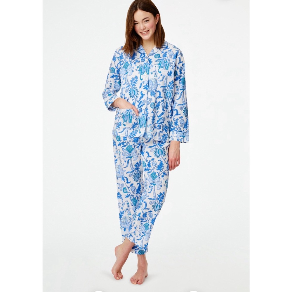 ROLLER RABBIT AMANDA LOUNGEWEAR PAJAMA BLUE TOP SIZE SMALL
